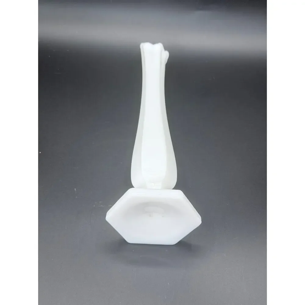 Vintage Westmoreland Milk Glass Swung Bud Vase 10 Inch Hexagon Base White MCM